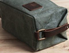 Large Canvas Green Mens Clutch Bag Zipper Wristlet Bag Phone Purse for Men - iwalletsmen
