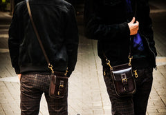 Leather Belt Pouch Mens Small Cases Waist Bag Hip Pack Belt Bag Fanny Pack Bumbag for Men