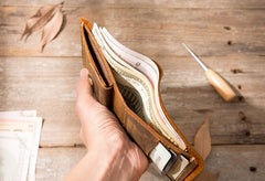 Cool Handmade Leather Mens Small Wallets Bifold Vintage billfold Wallet for Men - iwalletsmen