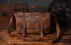 Handmade Leather Mens Cool Messenger Bag Briefcase Work Bag Business Bag for men