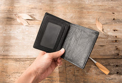 Braided Leather Mens Small Wallets Bifold Slim Front Pocket Wallet for Men - iwalletsmen