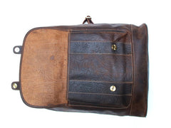Cool Leather Coffee Mens Backpack Travel Backpacks Laptop Backpack for men - iwalletsmen