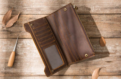 Vintage Cool Mens long Wallet Leather Wallet Long Wallet for Men - iwalletsmen