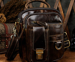 Mens Leather Small Side Bag COURIER BAG Waist Bag Holster Belt Case Belt Pouch for Men - iwalletsmen