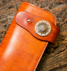 Handmade Long Wallet Mens Cool Leather Chain Wallet Biker Trucker Wallet with Chain