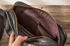 Cool Leather Black Mens Messenger Bag Vintage Shoulder Bag  for Men - iwalletsmen