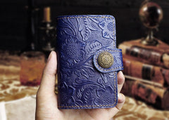 Handmade Leather Floral Mens Cool billfold Wallet Card Holder Small Card Slim Wallets for Men
