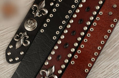 Handmade Genuine Custom Punk Biker Leather Mens Leather Men Belt for Men