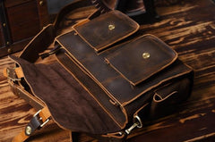 Genuine Leather Mens Cool Messenger Bag Briefcase Work Bag Business Bag for men