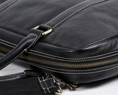 Cool Black Leather Mens Briefcase Work Bag Laptop Bag Business Bag for Men - iwalletsmen