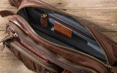 Coffee Cool Leather Fanny Packs Mens Waist Bag Hip Pack Belt Bag for Men - iwalletsmen