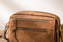 Small Cool Leather Mens Messenger Bags Shoulder Bag  for Men - iwalletsmen