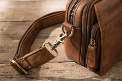 Cool Small Mens Leather Camel Bag Messenger Bags Shoulder Bags  for Men - iwalletsmen