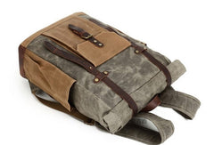 Waxed Canvas Leather Mens Travel Backpacks Canvas Backpack Canvas School Backpack for Men - iwalletsmen