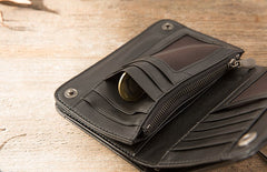 Cool Black Wristlet Wallet Leather Mens Long Wallet Long Wallet for Men - iwalletsmen