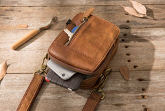 Leather Belt Pouch Belt Cases Mens Waist Bag Small Shoulder Bag for Men - iwalletsmen