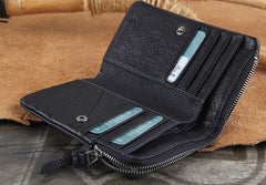 Handmade Genuine Leather Mens Cool Slim Leather Wallet Men Small Wallets Bifold for Men