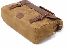 Mens Waxed Canvas Leather Side Bag Messenger Bag Canvas Courier Bag for Men - iwalletsmen