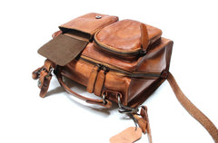 Vintage Brown Leather Mens Messenger Bag Handbag Shoulder Bag for men - iwalletsmen
