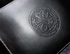 Handmade Leather Mens Clutch Cool Slim Wallet Zipper Clutch Wristlet Wallet for Men