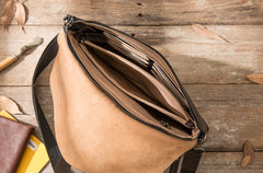 Small Leather Black Mens Cool Messenger Bags Shoulder Bags  for Men - iwalletsmen