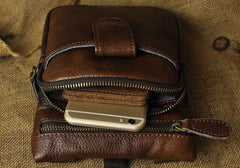 Mens Leather Small Side Bag COURIER BAG Waist Pouch Holster Belt Case Belt Pouch for Men - iwalletsmen