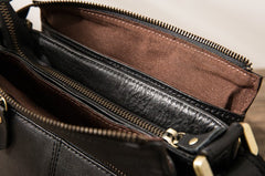Cool Leather Black Mens Messenger Bags Vintage Shoulder Bags  for Men - iwalletsmen