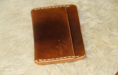 Handmade Leather Mens Slim Front Pocket Wallets Leather Card Wallet for Men - iwalletsmen