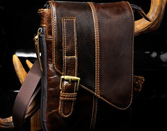 Mens Leather Small Side Bag COURIER BAGs Waist Pouch Holster Belt Case Belt Pouch for Men - iwalletsmen