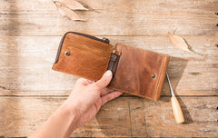Cool Leather Mens Trifold Slim Front Pocket Wallets Small Wallet for Men - iwalletsmen