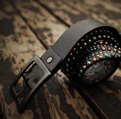 Handmade Genuine Leather Mens Belt Custom Cool Leather Men Black Belt for Men