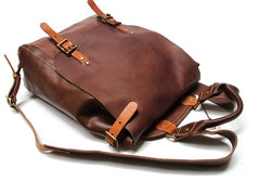 Dark Brown Leather Mens Backpack Travel Backpacks Laptop Backpack for men - iwalletsmen