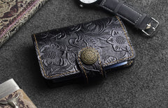 Handmade Leather Floral Mens Cool billfold Wallet Card Holder Small Card Slim Wallets for Men