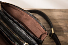 Cool Leather Black Mens Messenger Bags Vintage Shoulder Bags  for Men - iwalletsmen