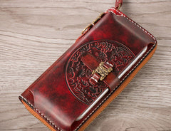 Handmade Leather Mens Chain Biker Wallet Cool Leather Wallet Long Phone Wallets for Men - iwalletsmen