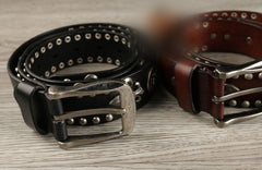 Handmade Genuine Custom Punk Biker Leather Mens Leather Men Belt for Men - iwalletsmen