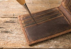 Cool Leather Mens Small Wallet Bifold Vintage Slim billfold Wallet for Men - iwalletsmen