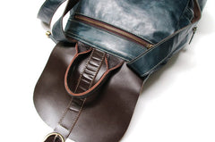 Cool Green Mens Leather Backpack Travel Backpacks Laptop Backpacks for men - iwalletsmen