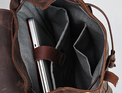 Handmade Leather Mens Cool Backpack Sling Bag Large Travel Bag Hiking Bag for Men