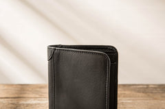 Black Cool Leather Mens Small Wallet Trifold Vintage billfold Wallet for Men - iwalletsmen
