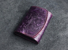 key holder with wallet​ Purple Leather Wallet for Keys Mens Key Wallet Car Key Wallet Trifold Key Wallet Holder Key Case Wallet