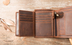 Cool Leather Mens Small Wallets Bifold Vintage Slim billfold Wallet for Men - iwalletsmen