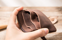 Leather Mens Coin Holders Slim Front Pocket Wallet Change Wallet for Men - iwalletsmen