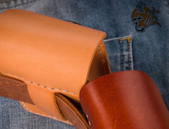 Handmade Leather Mens Leather Cigarette Case Cigarette Box Lighter Pocket Tobacco Pouch - iwalletsmen
