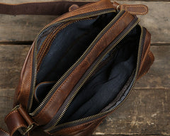 Handmade Leather Mens Cool Shoulder Bag Messenger Bag Chest Bag Bike Bag Cycling Bag for men