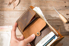 Cool Handmade Leather Mens Small Wallets Bifold Vintage billfold Wallet for Men - iwalletsmen