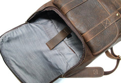 Cool Leather Coffee Mens Backpack Travel Backpacks Laptop Backpack for men - iwalletsmen