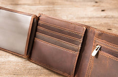Vintage Leather Mens Small Wallets Bifold Slim billfold Wallet for Men - iwalletsmen