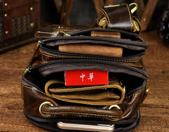 Mens Leather Small Side Bag COURIER BAG Waist Bag Holster Belt Case Belt Pouch for Men - iwalletsmen