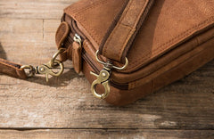 Cool Small Mens Leather Camel Bag Messenger Bags Shoulder Bags  for Men - iwalletsmen